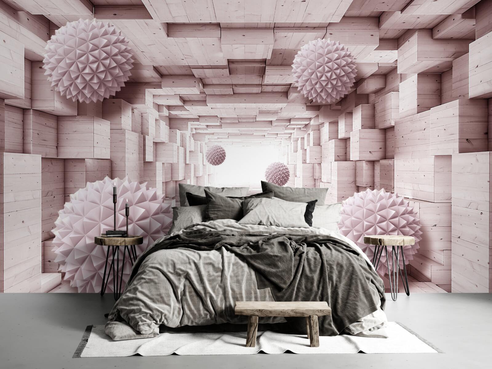 Fotobehang geometrische ballen die naar oneindig gaan