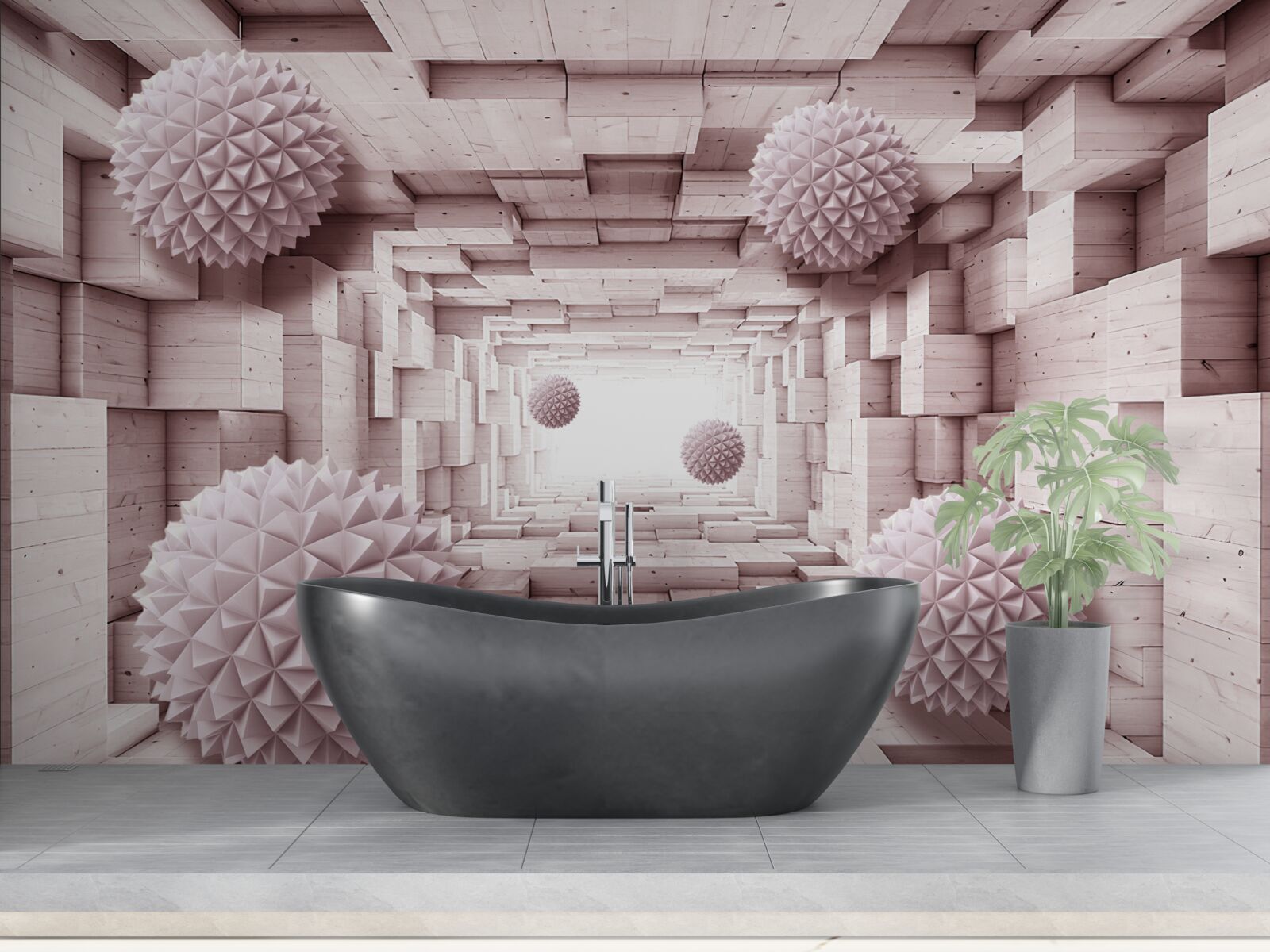 Fotobehang geometrische ballen die naar oneindig gaan