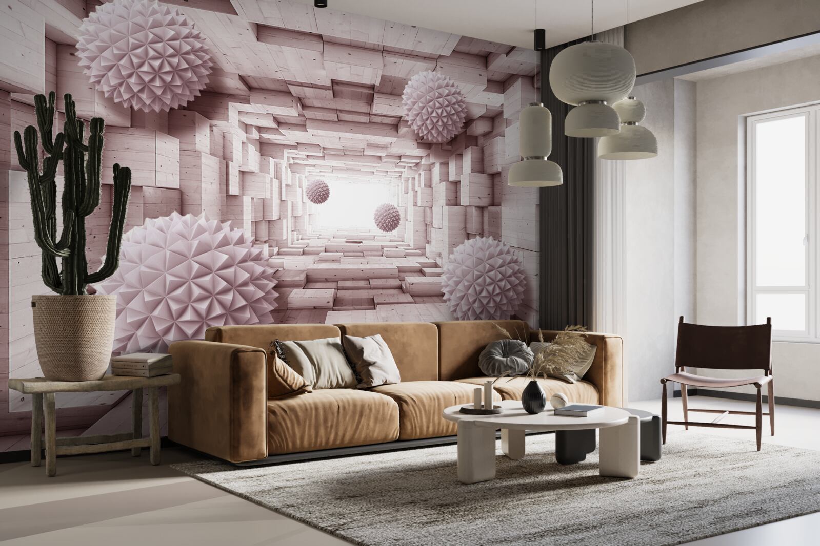 Fotobehang geometrische ballen die naar oneindig gaan