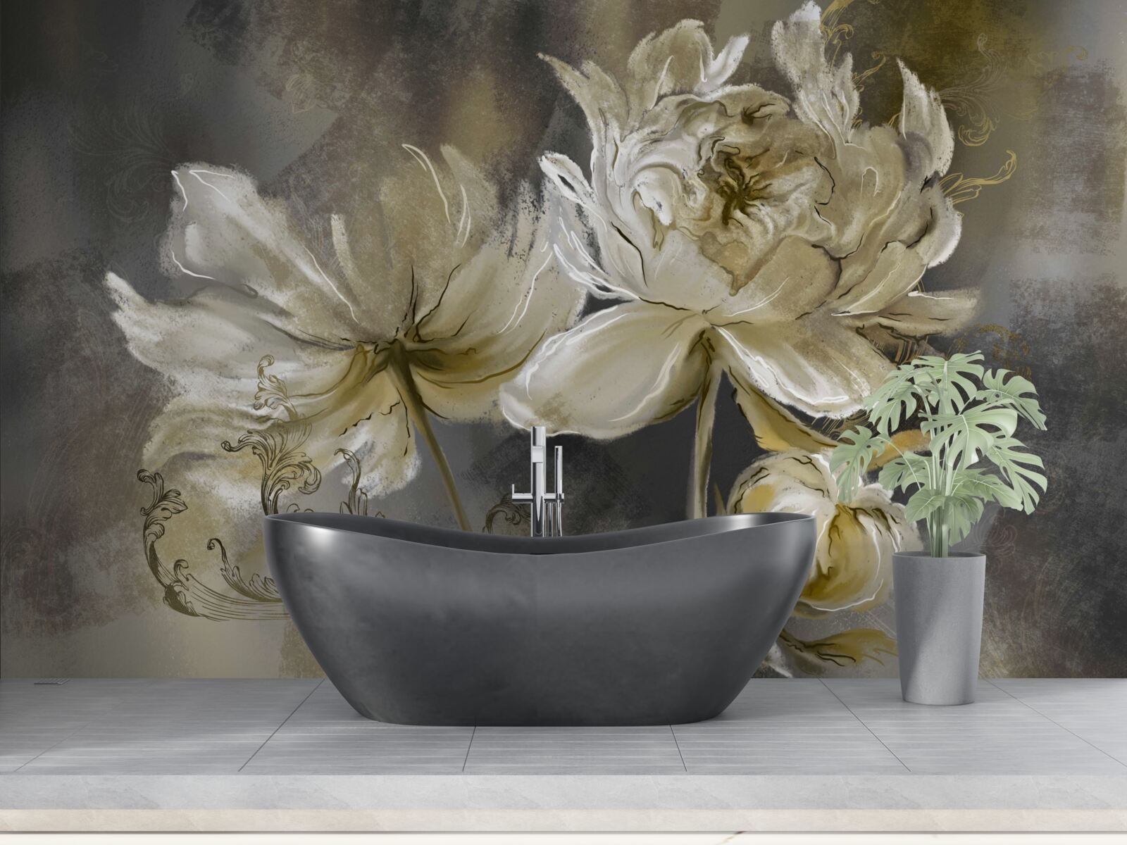 Fotobehang bloemen uit de oudheid