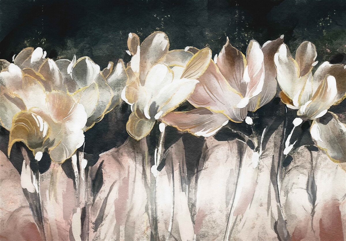 Fotobehang flora in pastelkleuren