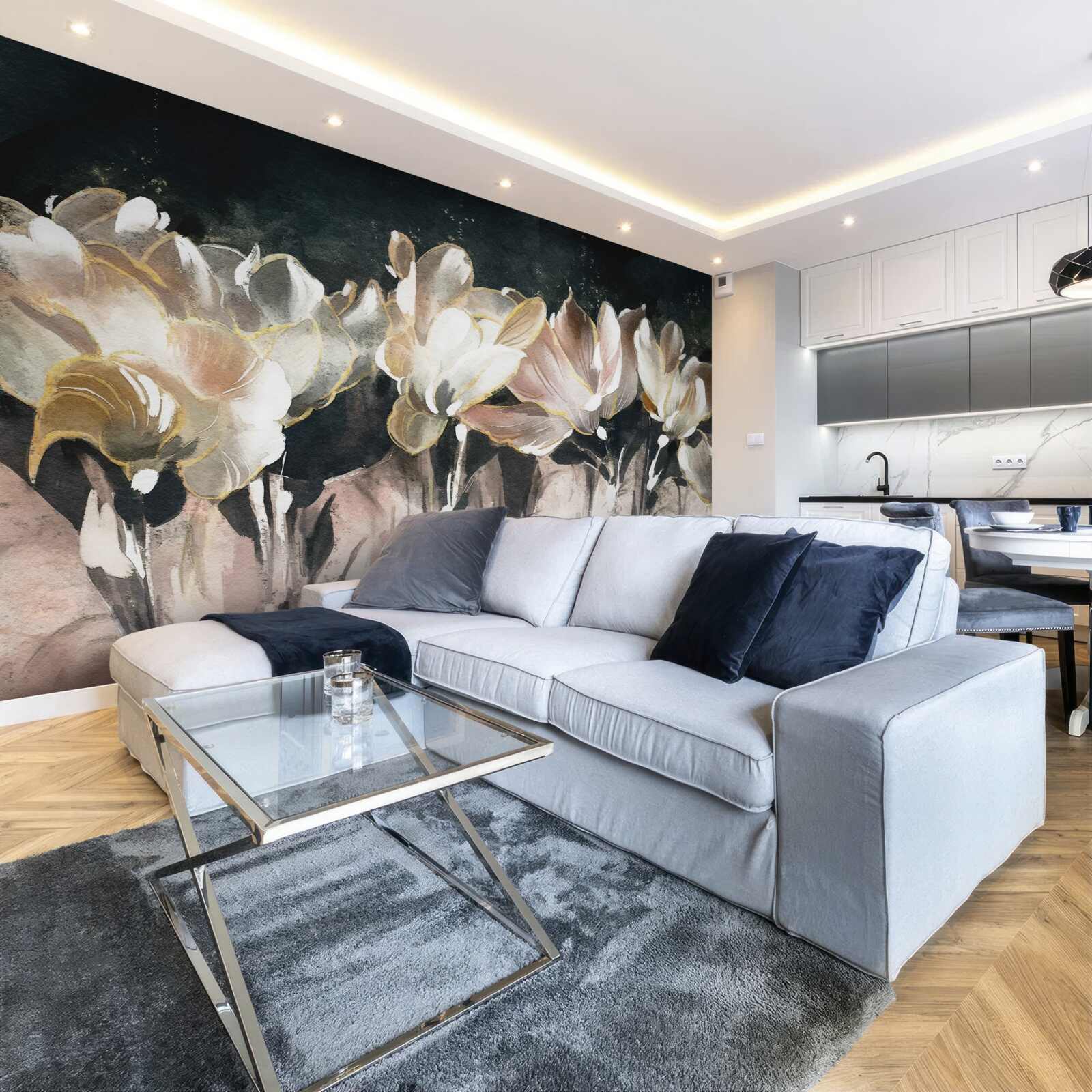 Fotobehang flora in pastelkleuren