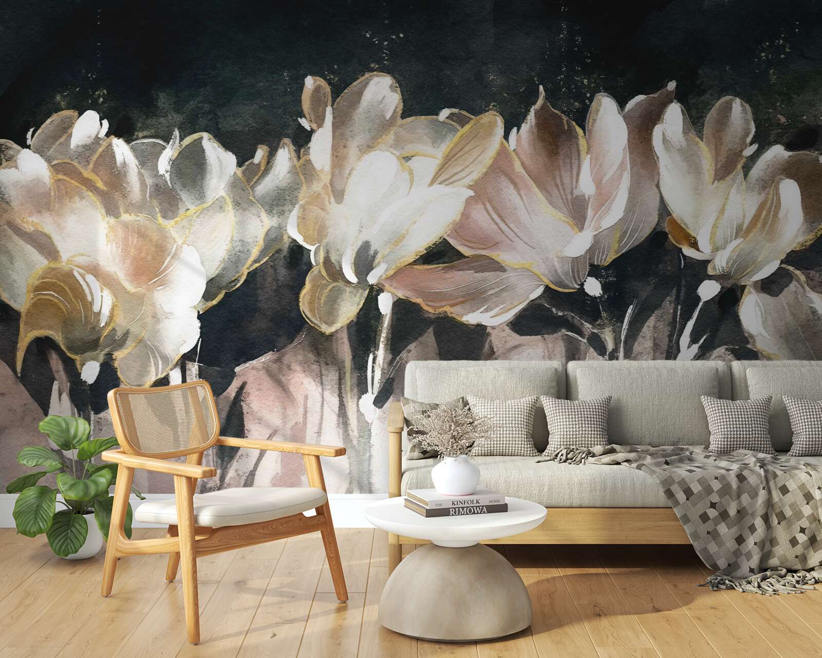 Fotobehang flora in pastelkleuren