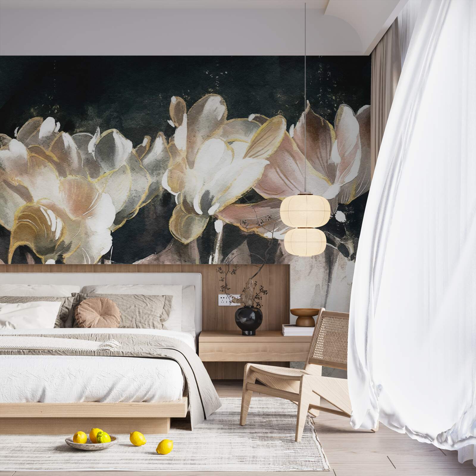 Fotobehang flora in pastelkleuren