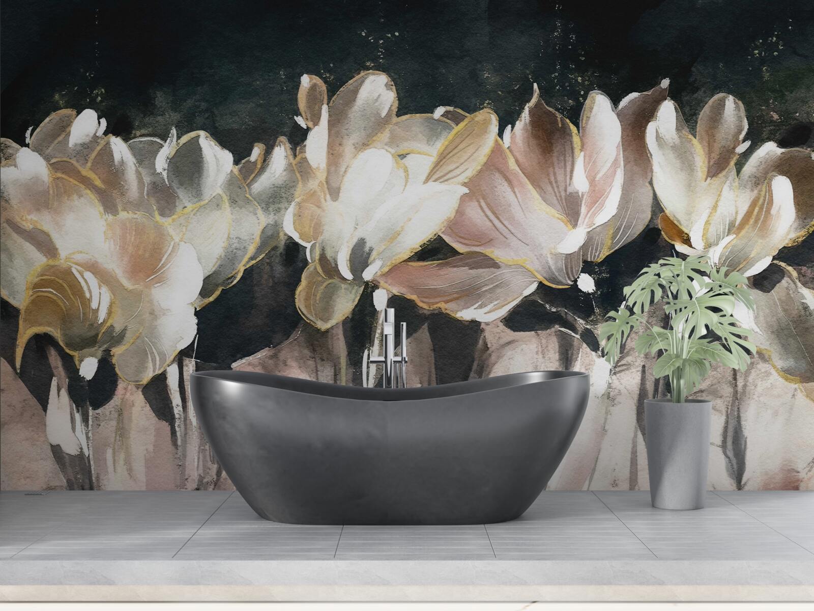 Fotobehang flora in pastelkleuren