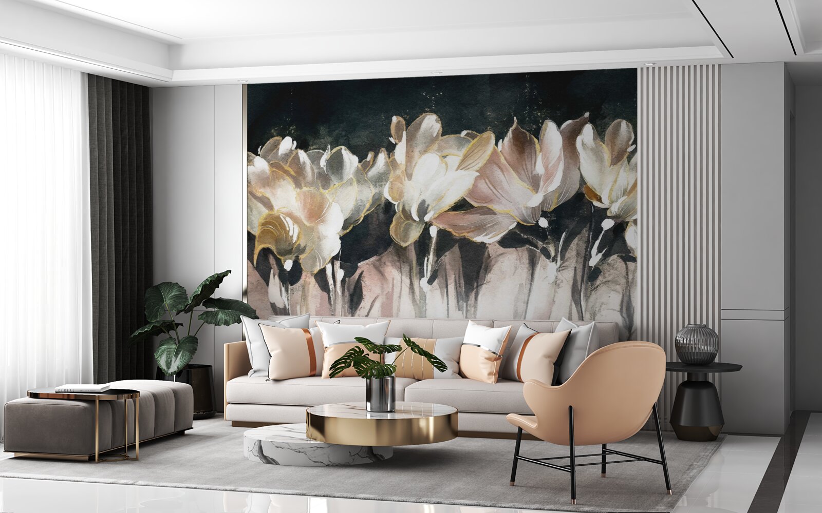 Fotobehang flora in pastelkleuren