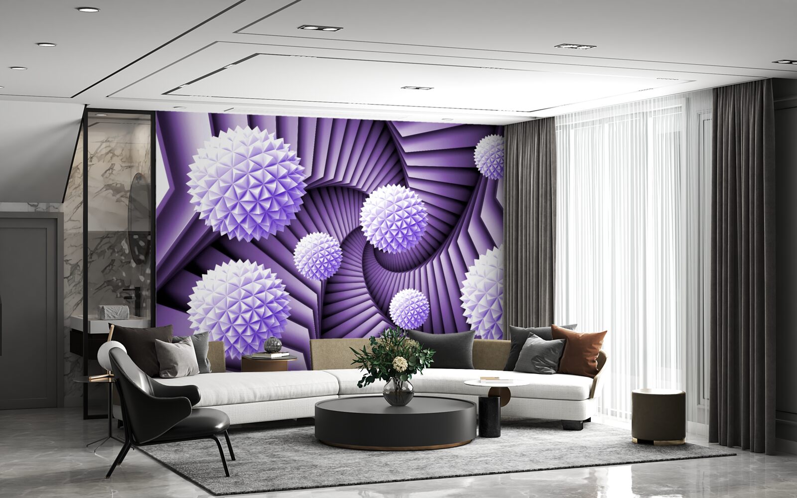 Fotobehang ladder en bal in het abstracte