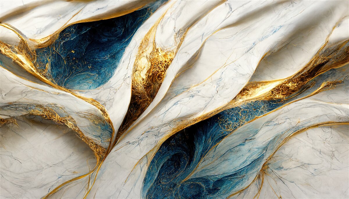Fotobehang exclusief sneeuwwit marmer met vergulding