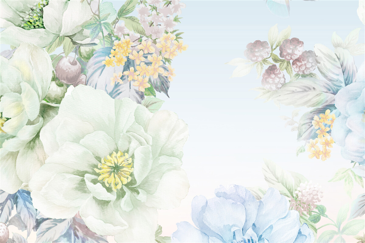 Fotobehang bloemen in zachte pastelkleuren