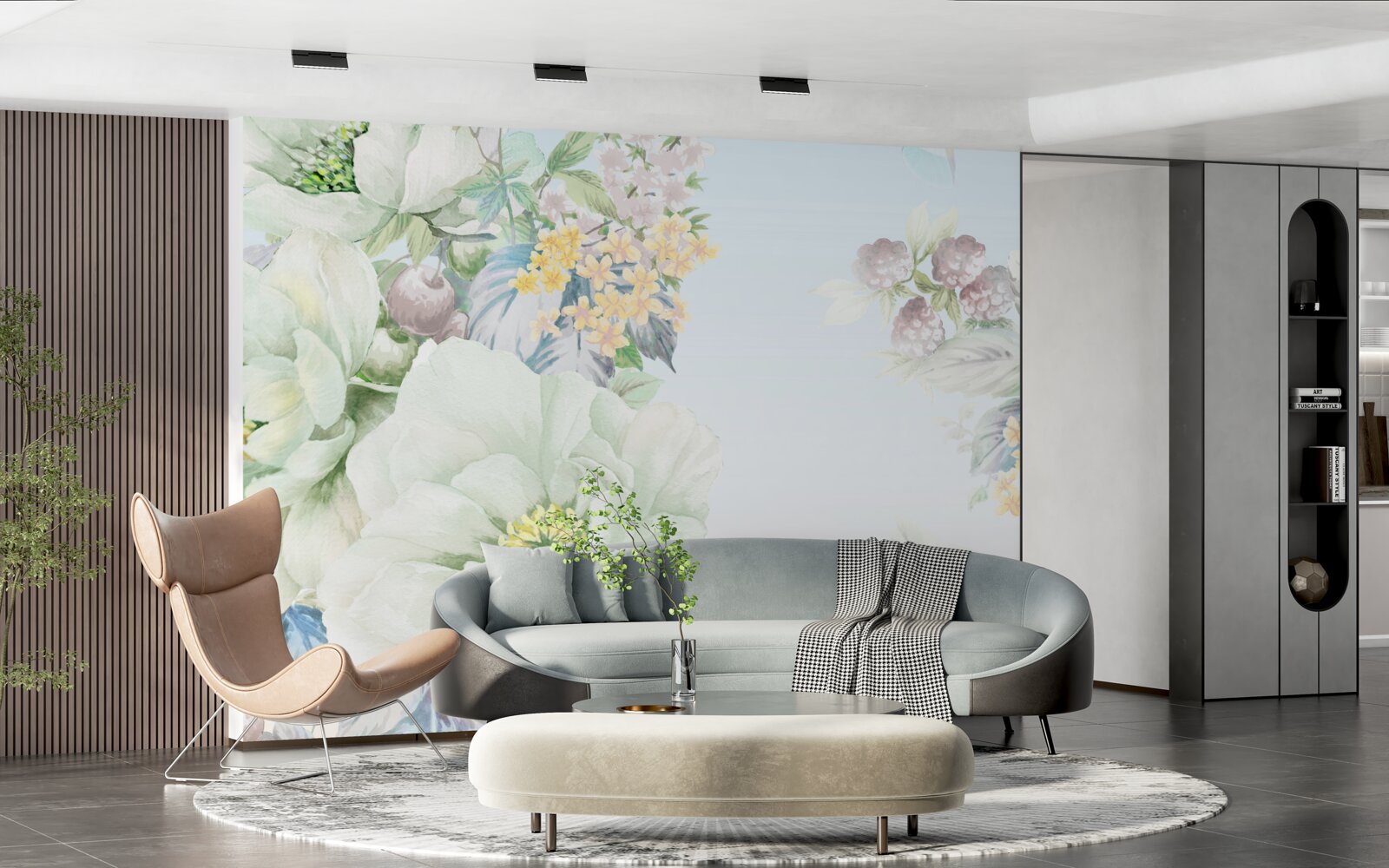 Fotobehang bloemen in zachte pastelkleuren