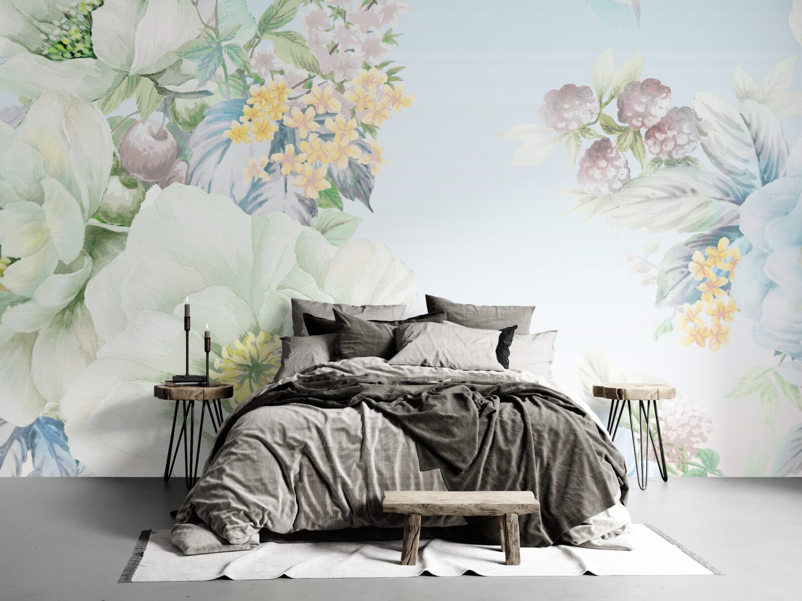 Fotobehang bloemen in zachte pastelkleuren