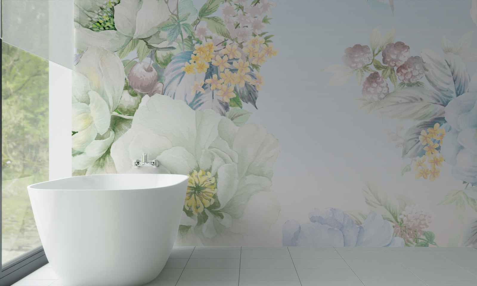 Fotobehang bloemen in zachte pastelkleuren