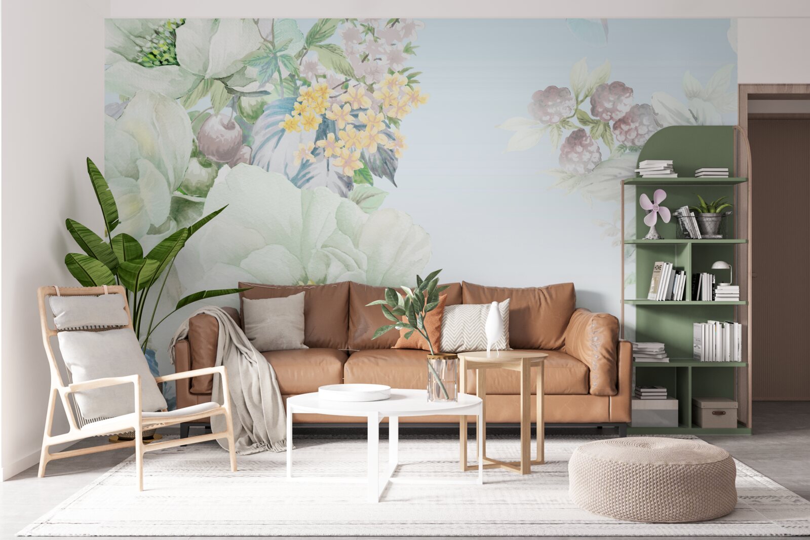 Fotobehang bloemen in zachte pastelkleuren