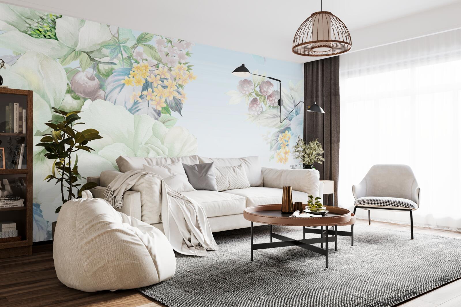 Fotobehang bloemen in zachte pastelkleuren