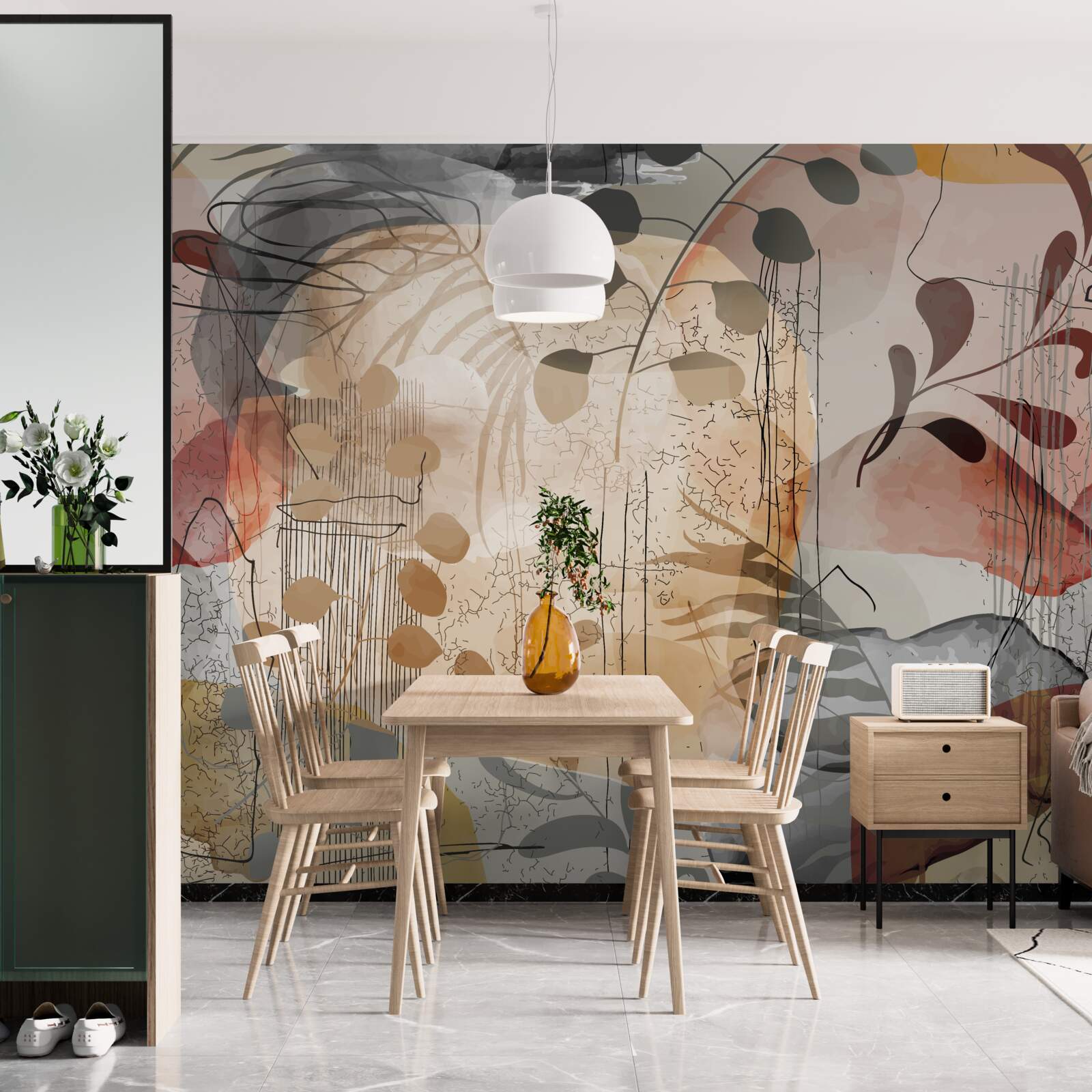 Fotobehang bedgordijnen met abstract patroon