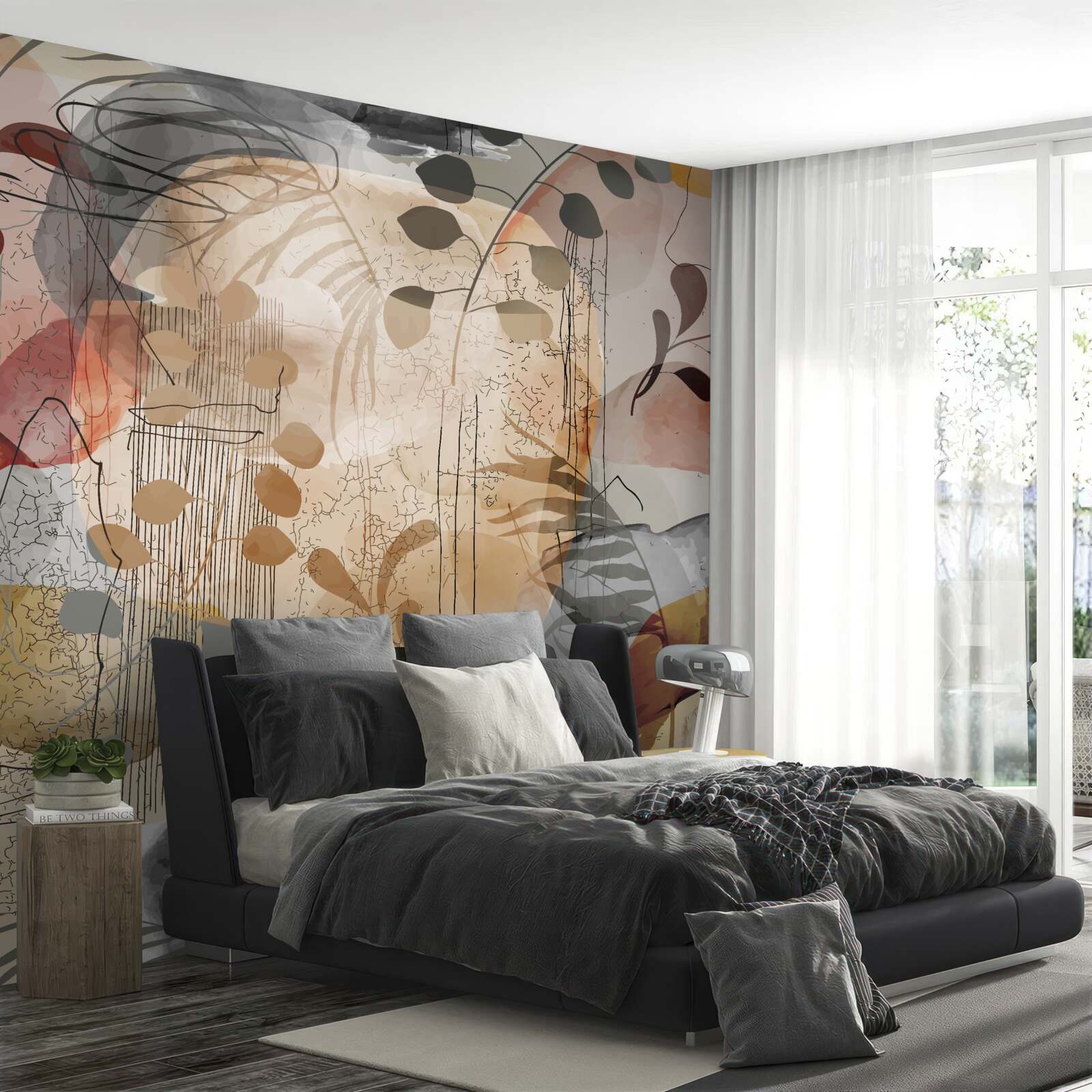 Fotobehang bedgordijnen met abstract patroon