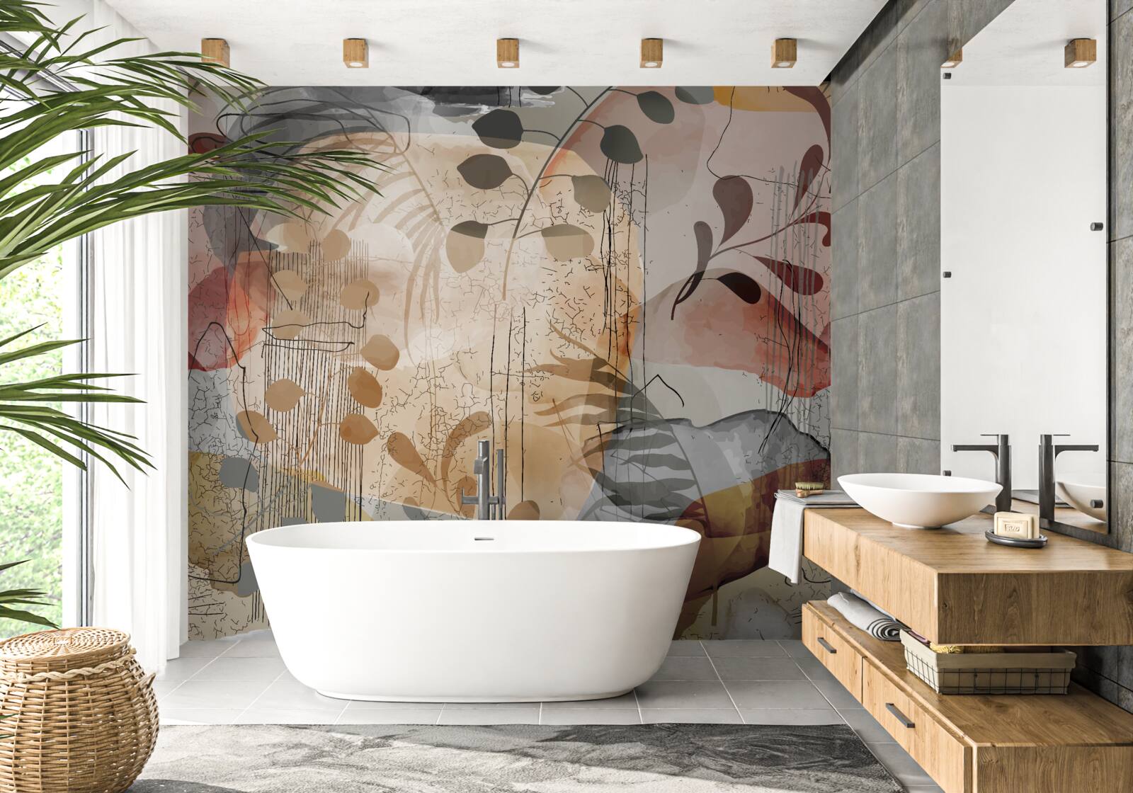 Fotobehang bedgordijnen met abstract patroon