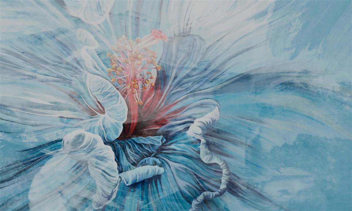 Fotobehang de bloem die bloeit