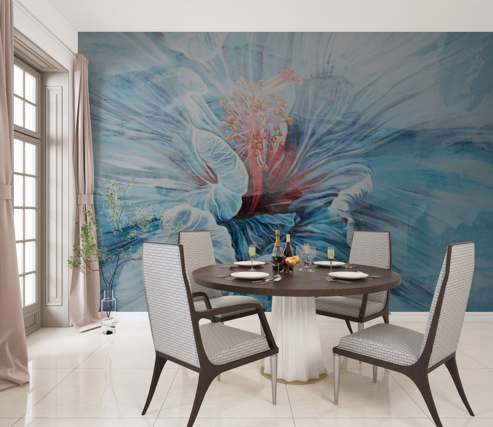 Fotobehang de bloem die bloeit