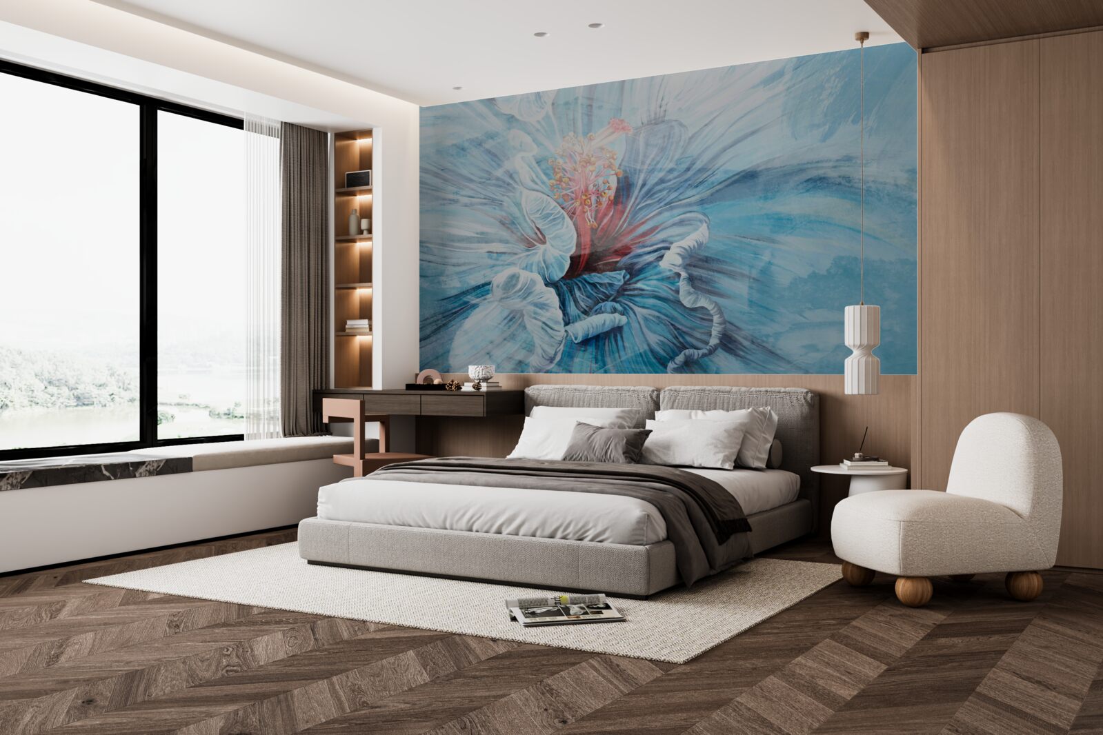 Fotobehang de bloem die bloeit