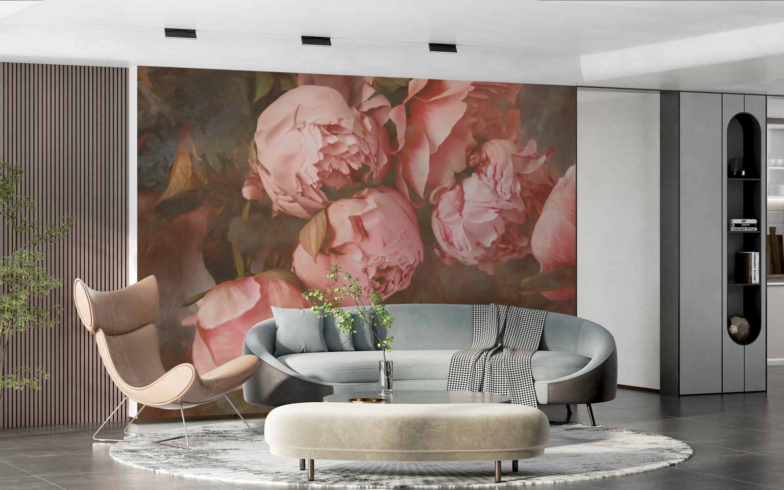 Fotobehang roze pioenrozen in delicate tinten