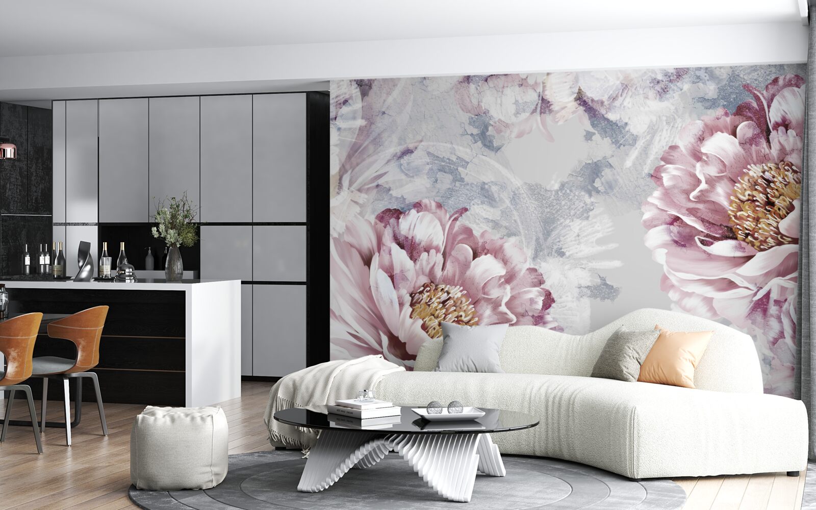 Fotobehang grote roze pioenrozen