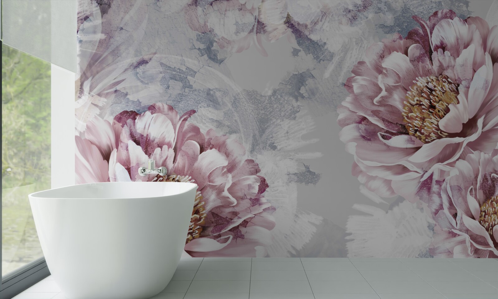 Fotobehang grote roze pioenrozen