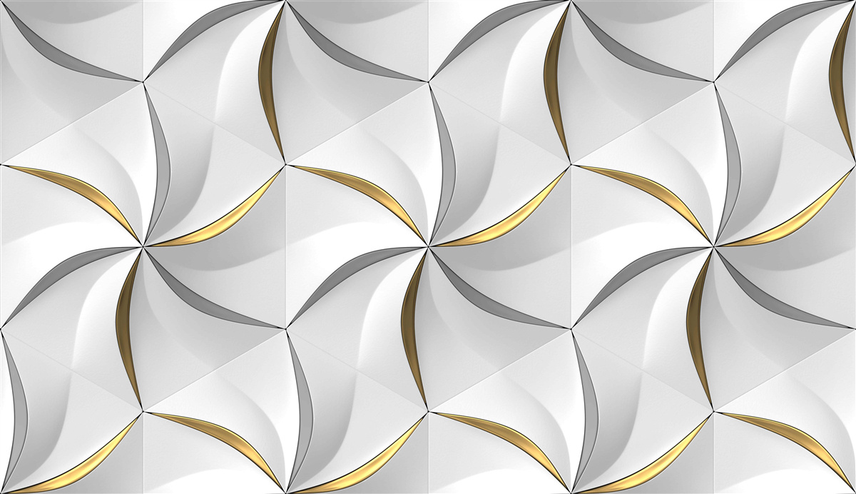 Fotobehang wervelingen van grijs en goud op een witte achtergrond