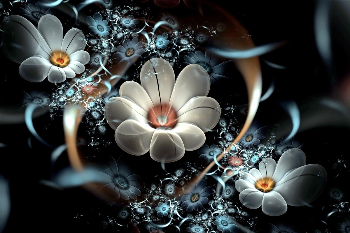 Fotobehang de grote bloemen zijn wit