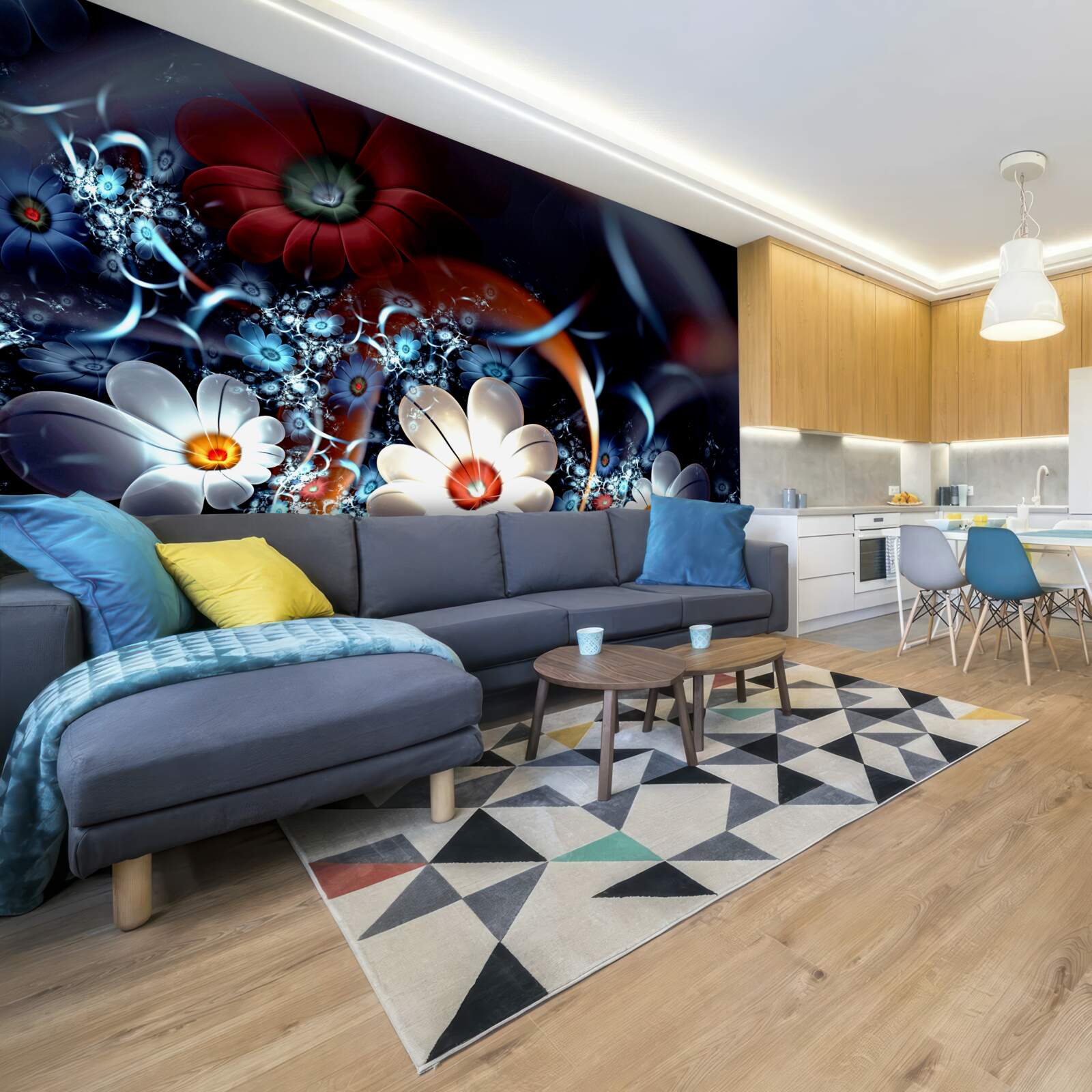 Fotobehang grote bloeiende bloemen