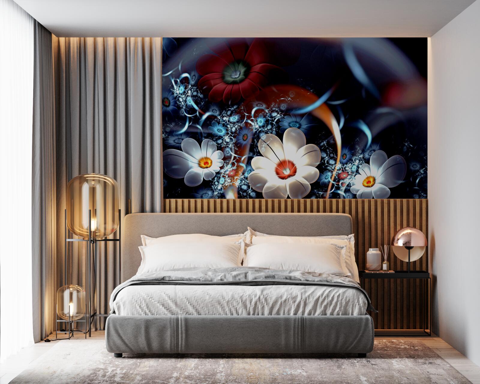 Fotobehang grote bloeiende bloemen