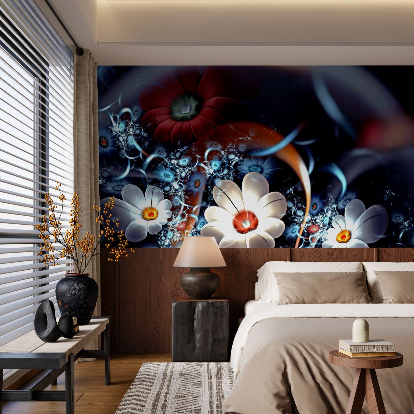 Fotobehang grote bloeiende bloemen