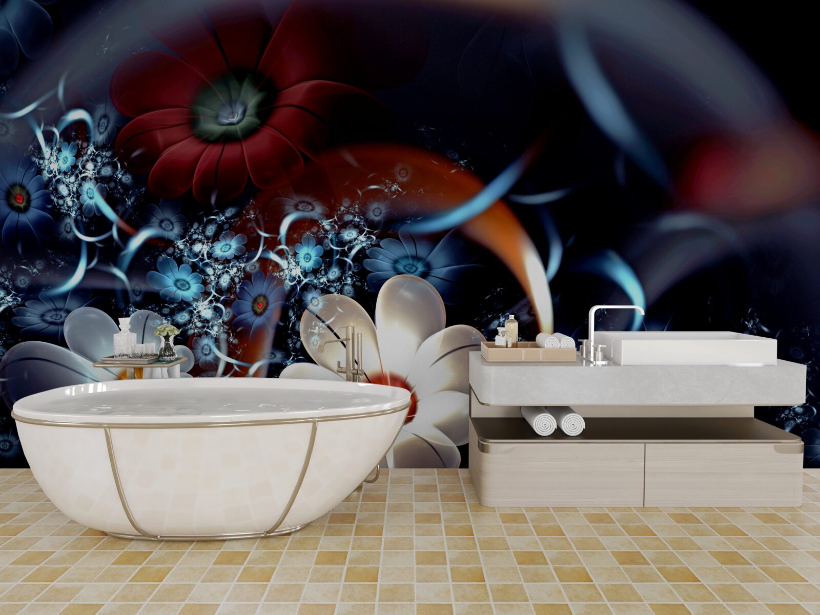 Fotobehang grote bloeiende bloemen