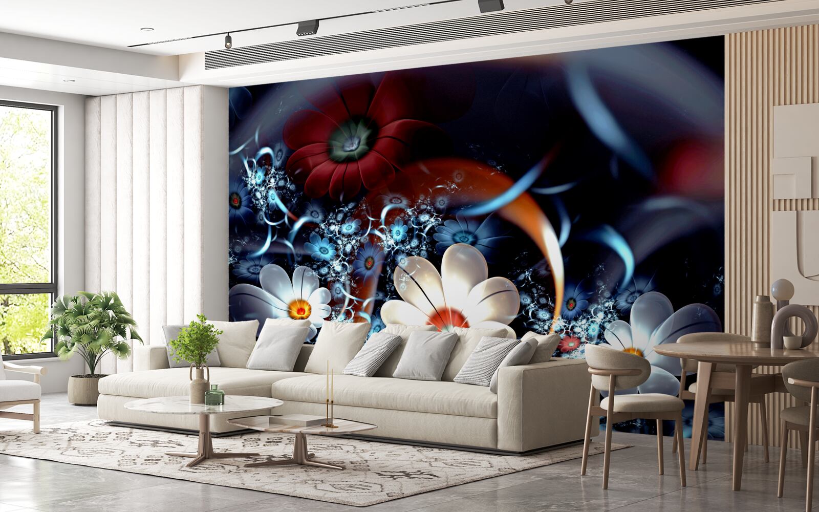 Fotobehang grote bloeiende bloemen