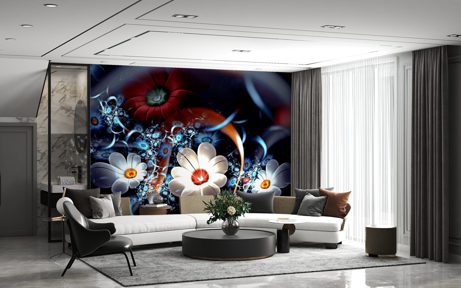 Fotobehang grote bloeiende bloemen