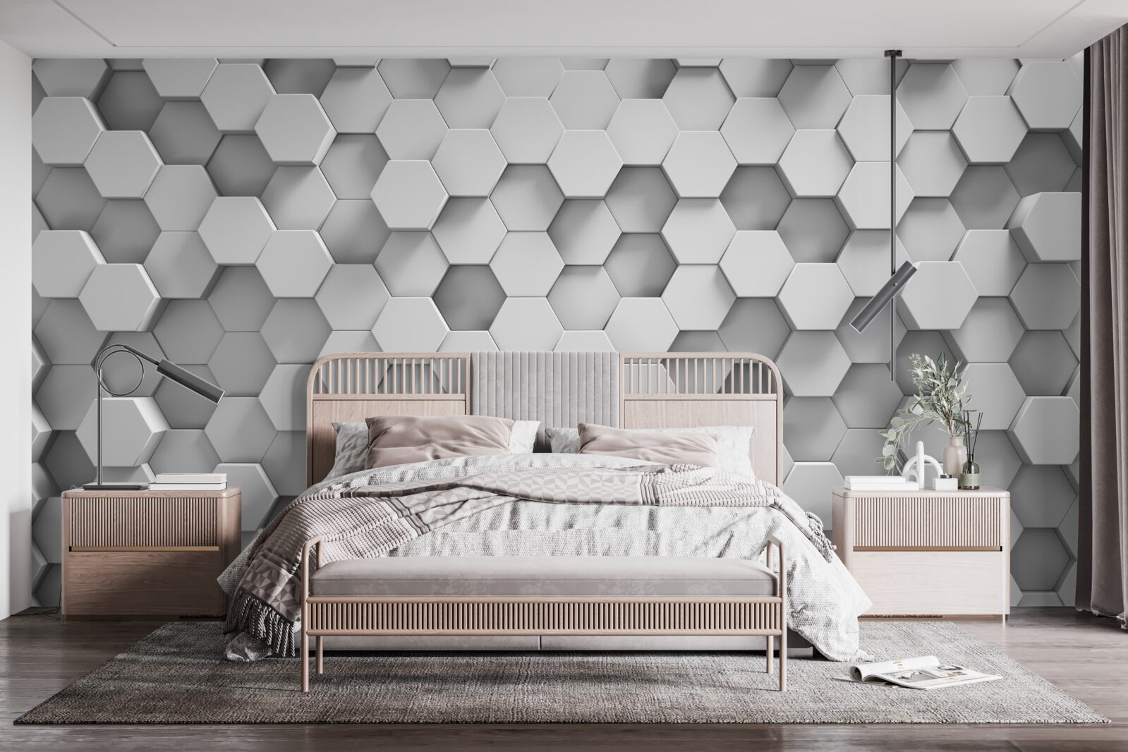 Fotobehang de zeshoeken zijn grijs