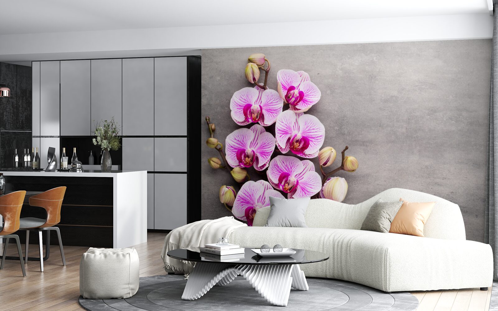 Fotobehang lila en witte orchidee