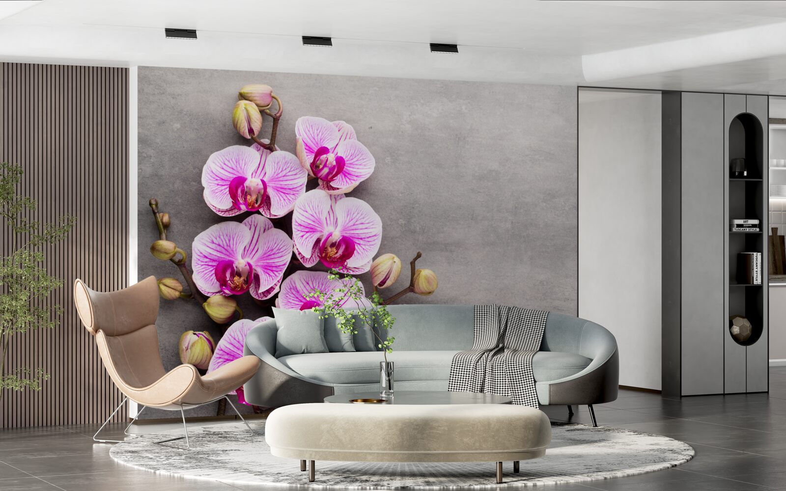 Fotobehang lila en witte orchidee