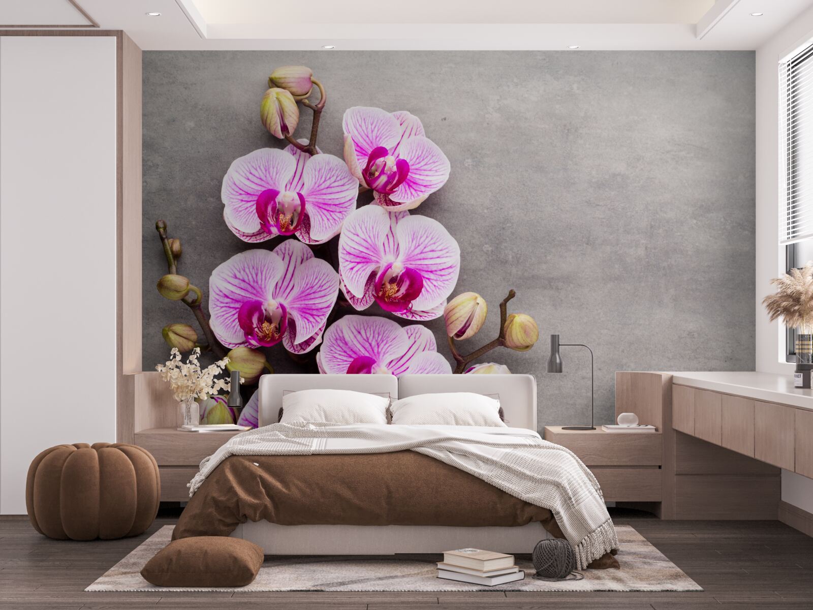 Fotobehang lila en witte orchidee