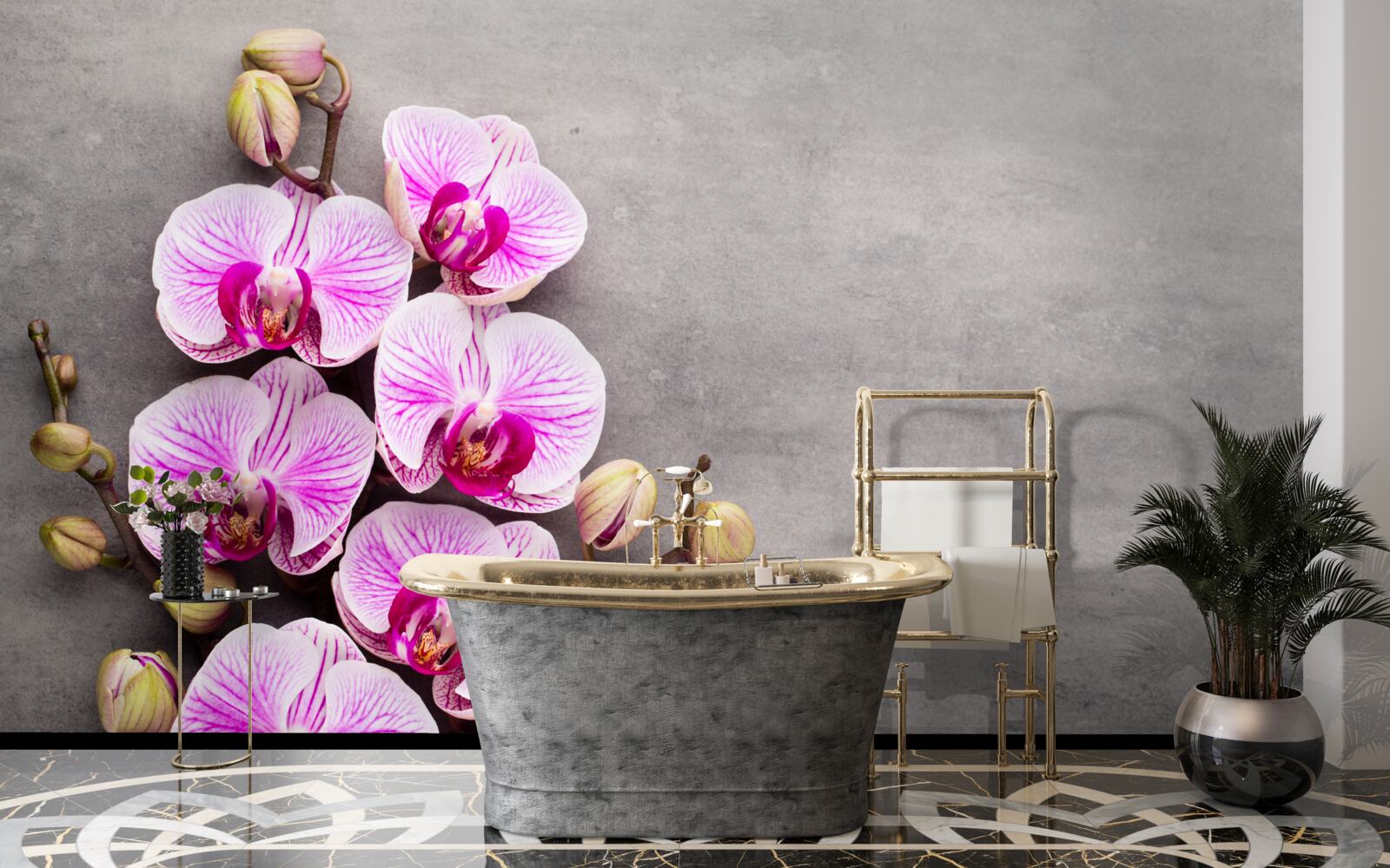 Fotobehang lila en witte orchidee