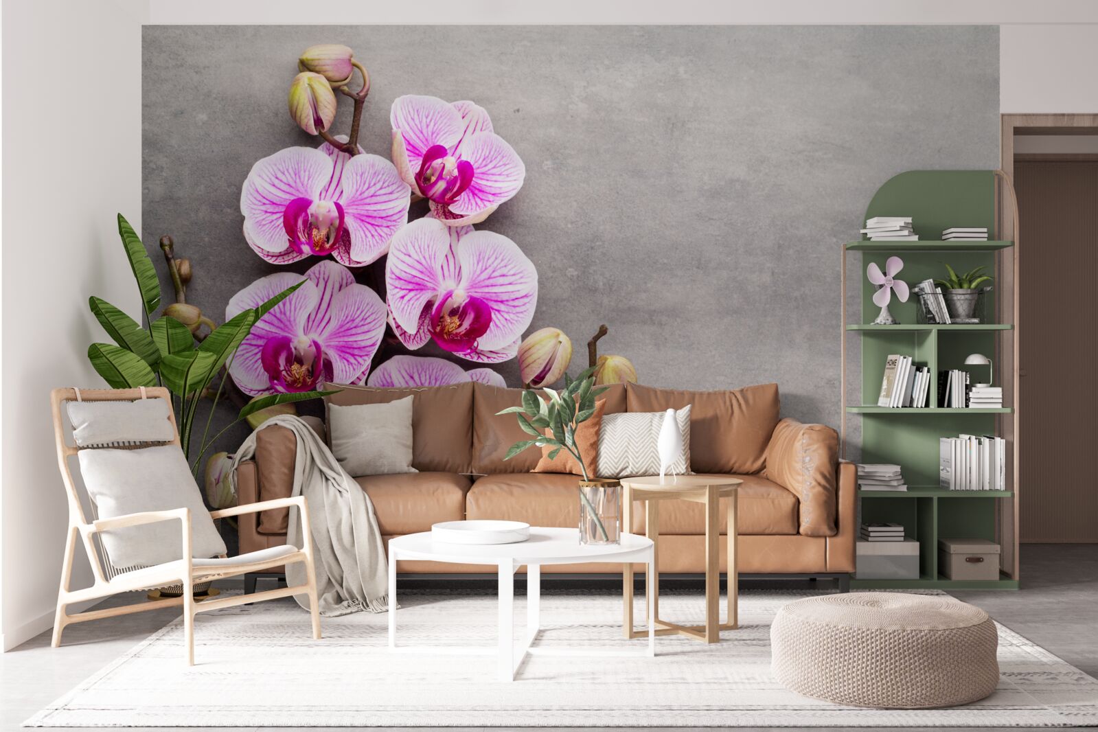 Fotobehang lila en witte orchidee