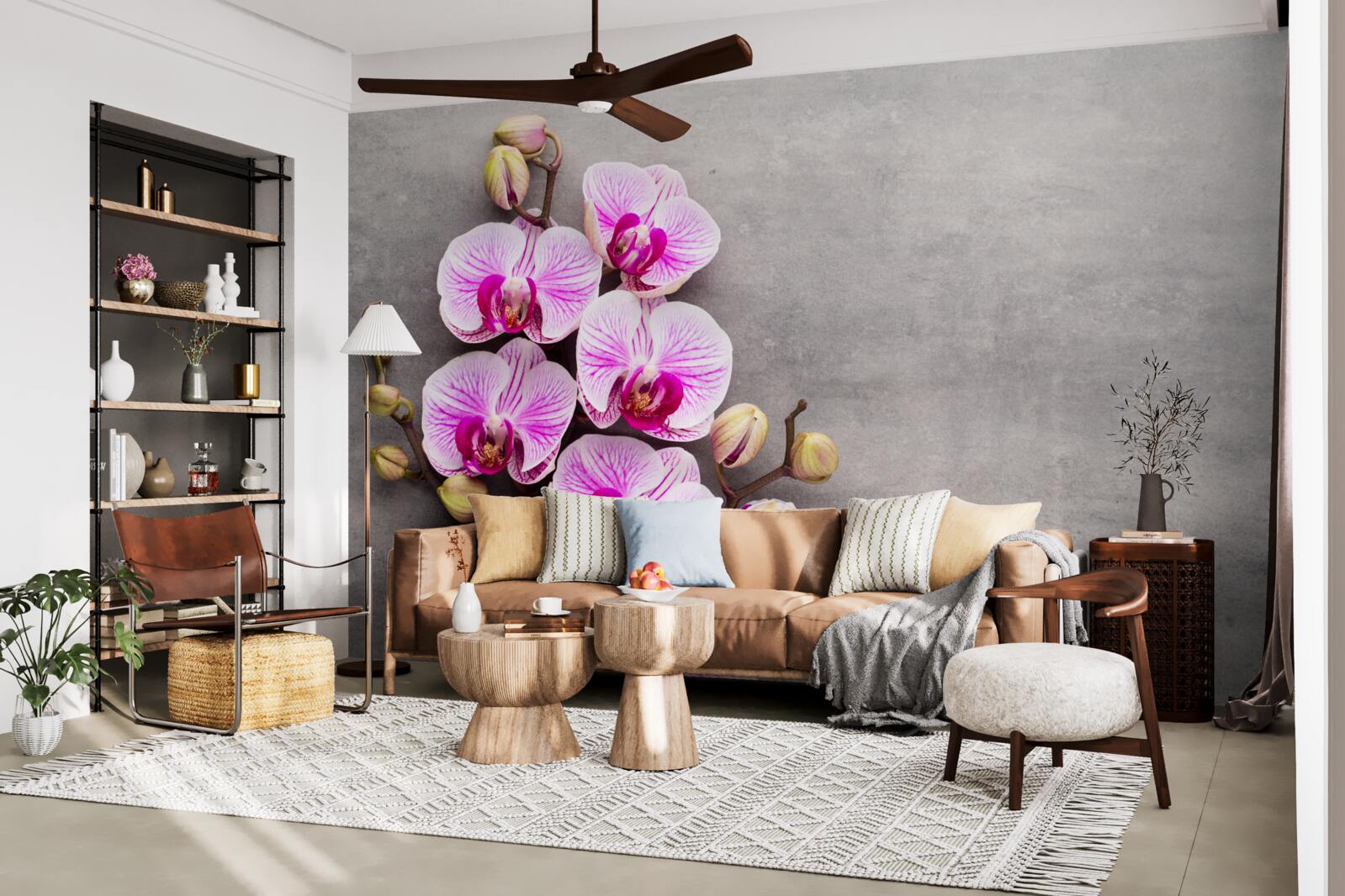 Fotobehang lila en witte orchidee