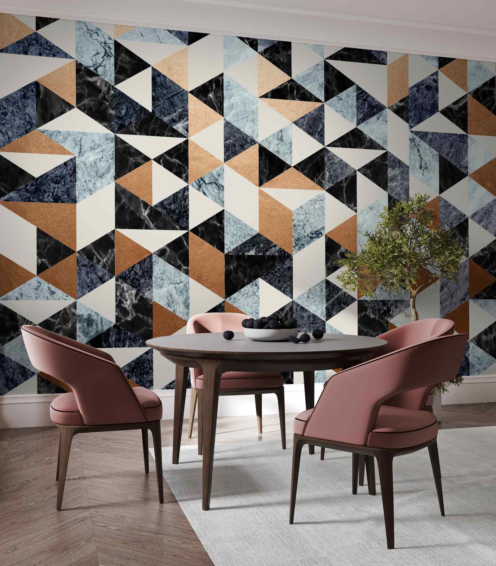 Fotobehang abstract paneel met veelkleurige tekens