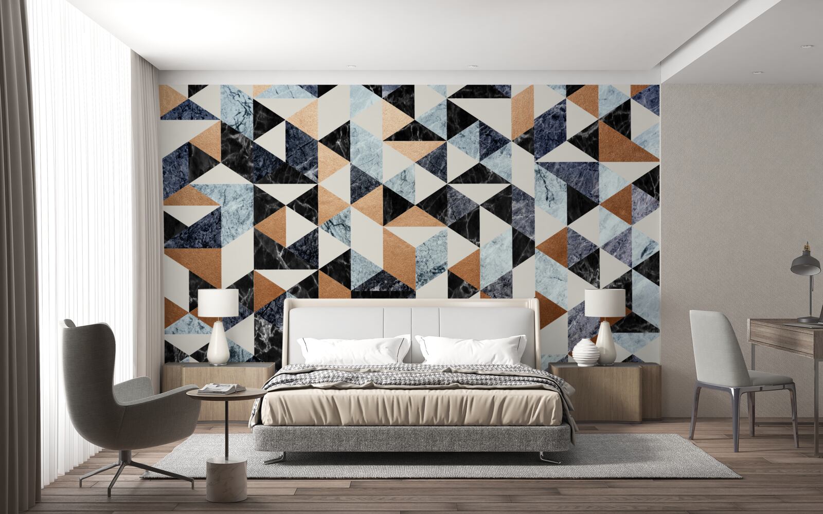 Fotobehang abstract paneel met veelkleurige tekens