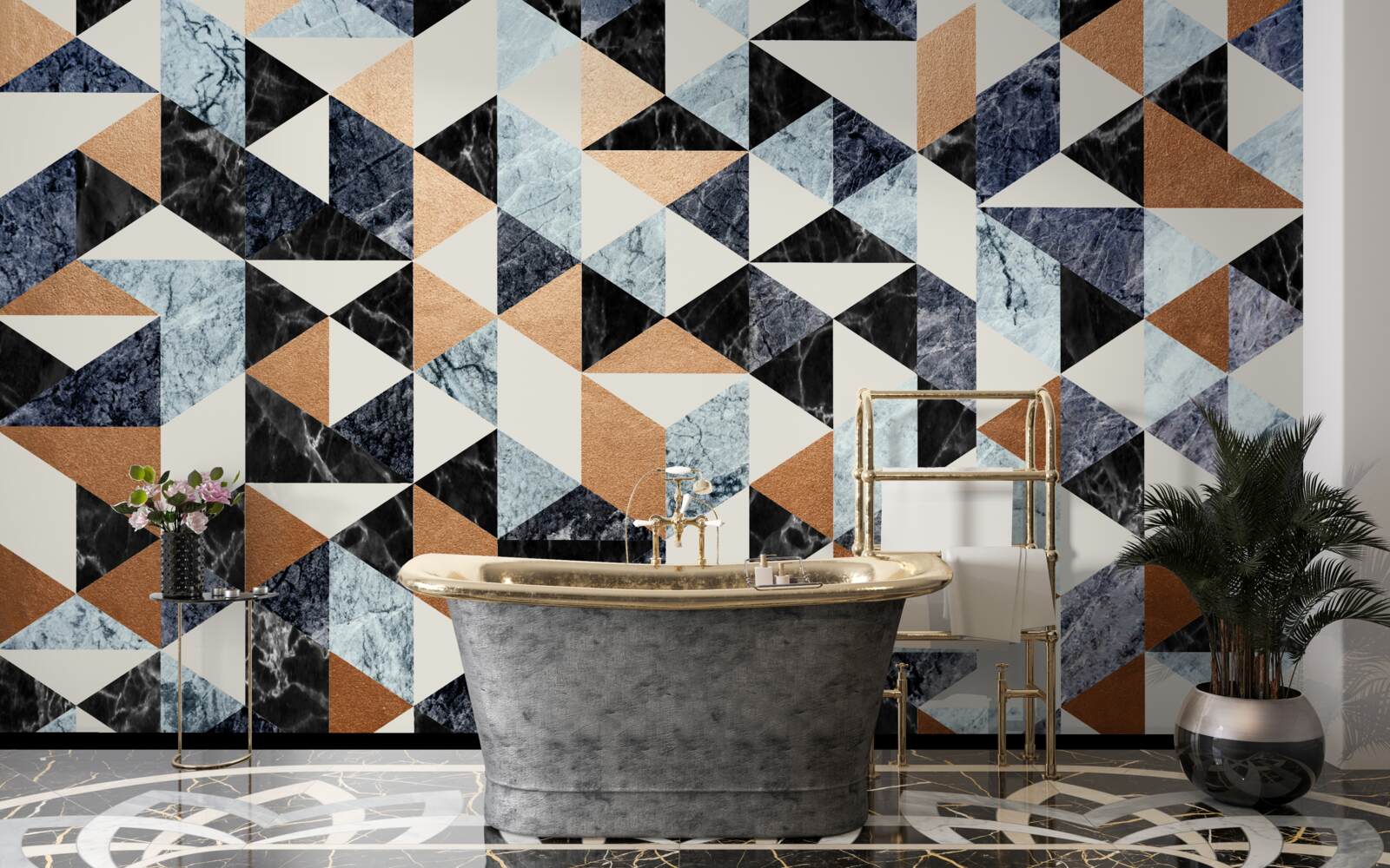 Fotobehang abstract paneel met veelkleurige tekens