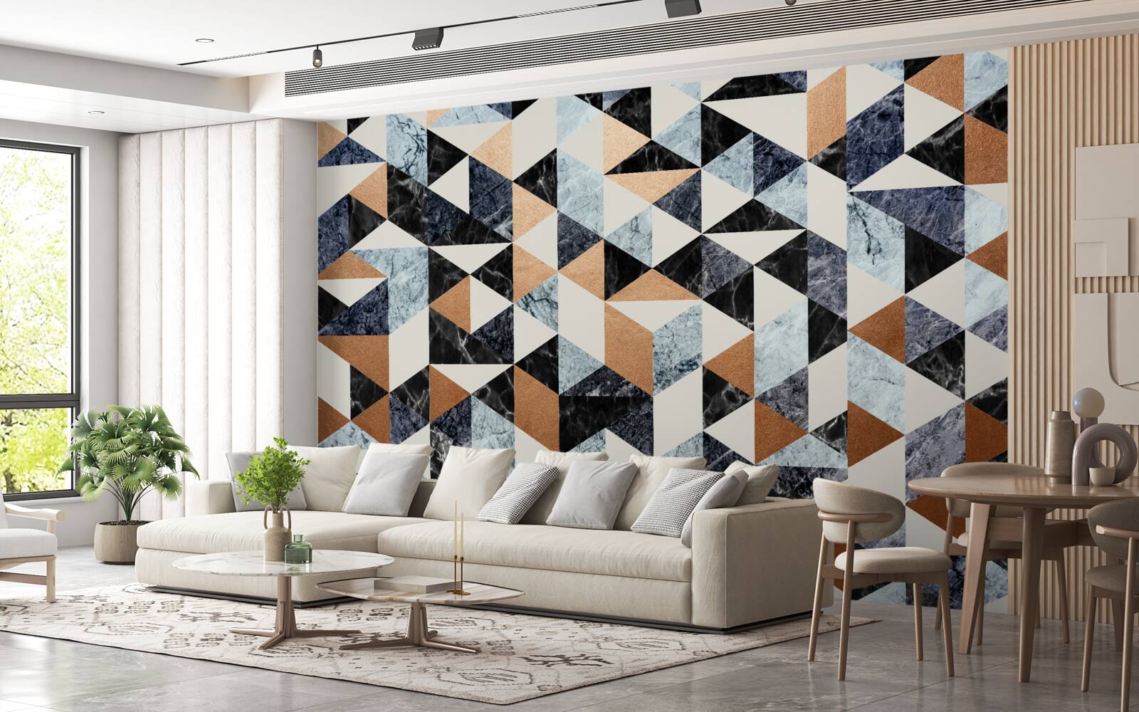 Fotobehang abstract paneel met veelkleurige tekens