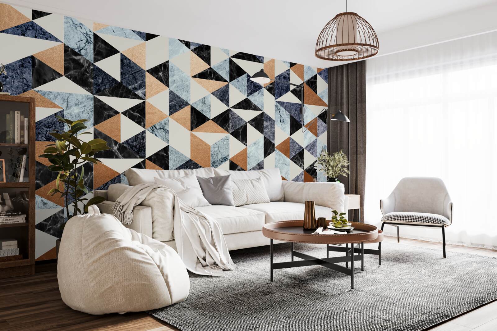 Fotobehang abstract paneel met veelkleurige tekens