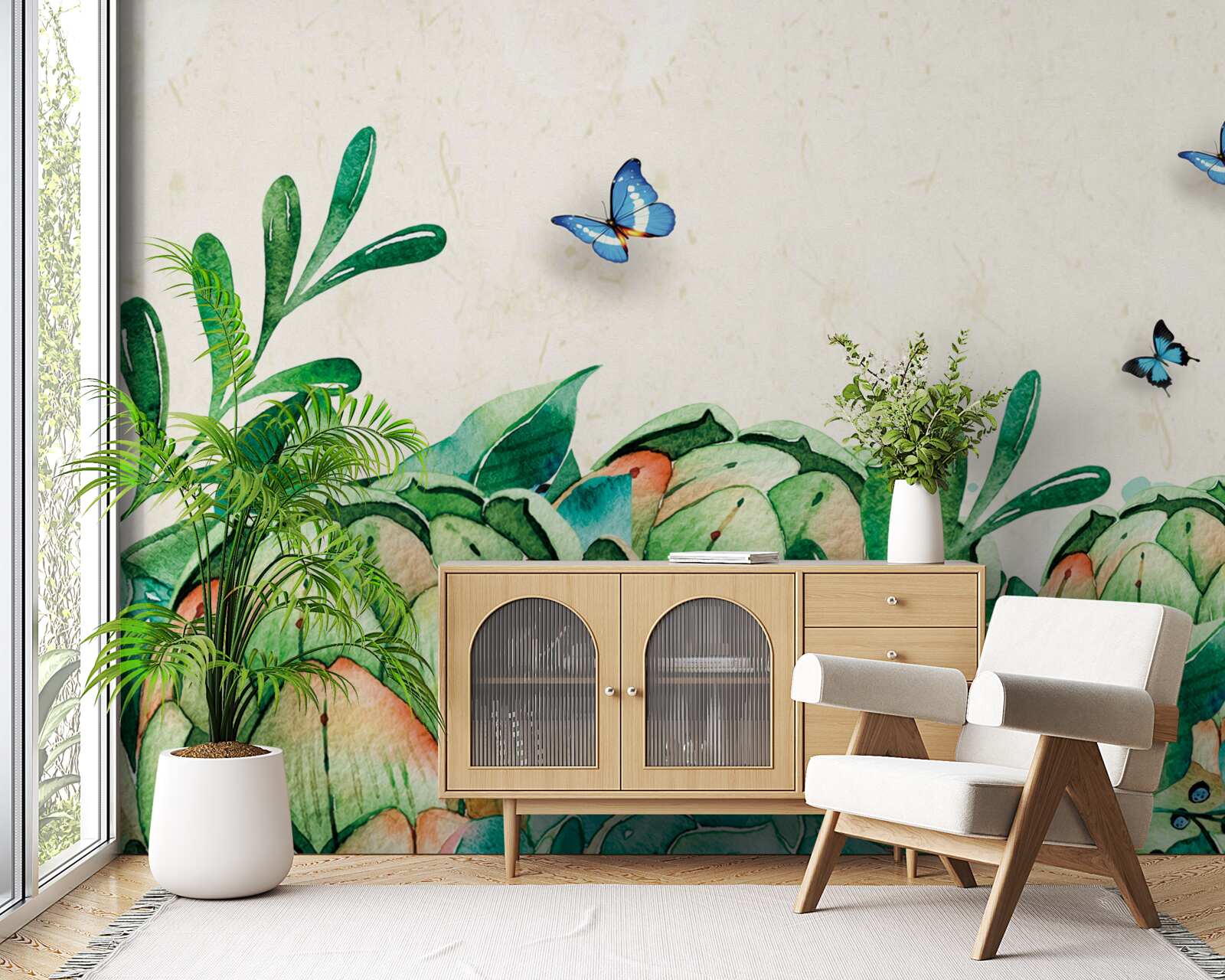 Fotobehang vlinders en planten