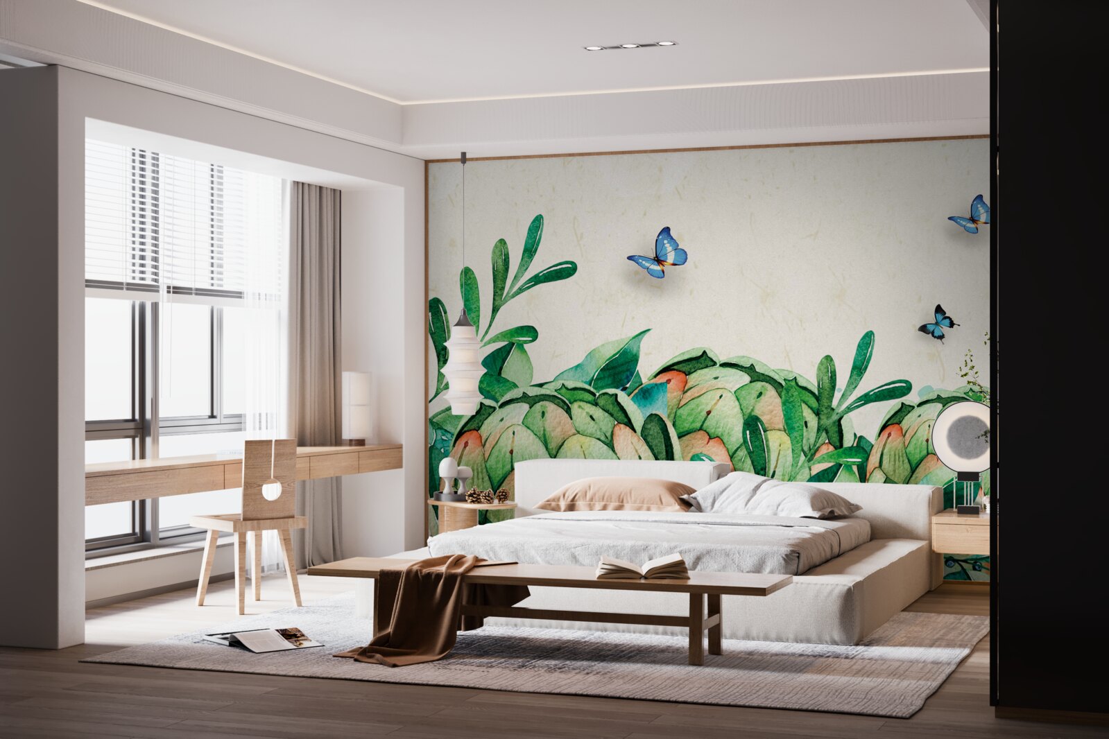 Fotobehang vlinders en planten