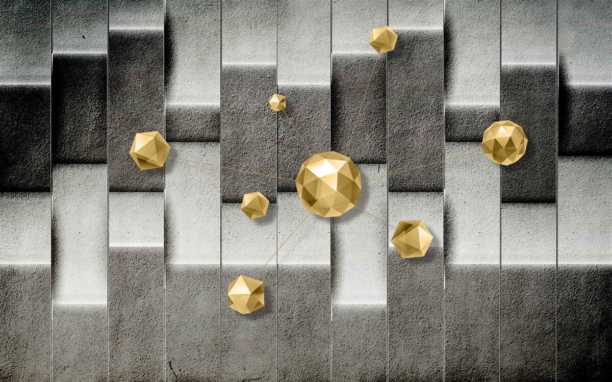 Fotobehang volumetrische goudcijfers